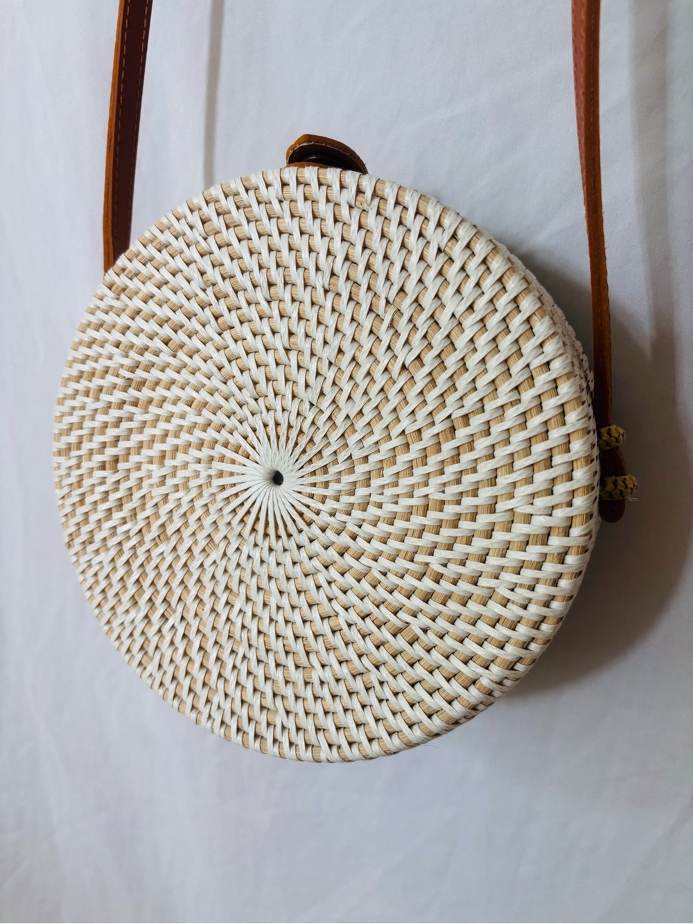 Round Straw Crossbody Flamingo Purse Tropical Resort Vacation Bag - Picture 6 of 8